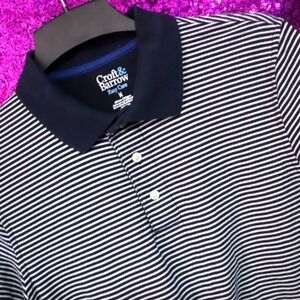 NAVY STRIPE POLO M Men Croft & Barrow Coastal Grandpa Nautical